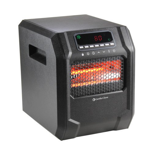Comfort Zone Digital Infrared Quartz Home Cabinet Space Heater With Remote Control