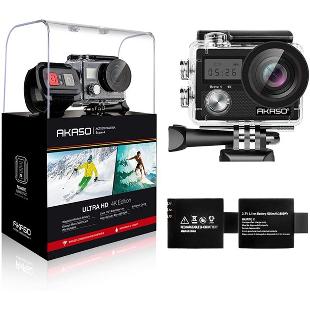 AKASO Action Camera Brave 4 4K 20MP WiFi Sports Camera Ultra HD 30m Underwater Waterproof Camera