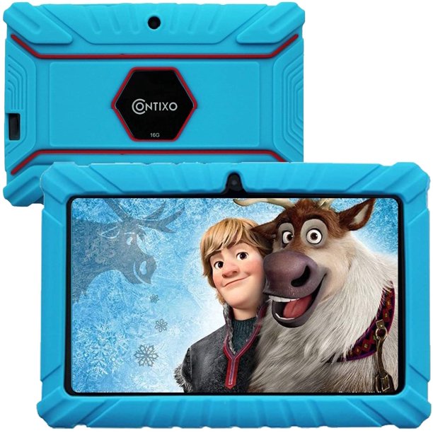 Contixo 7" Kids Tablet 16GB Wi-Fi Android Tablet for Kids Bluetooth Parental Control Pre-Installed Learning Tablet App for Toddlers Children Kid-Proof Protective Case