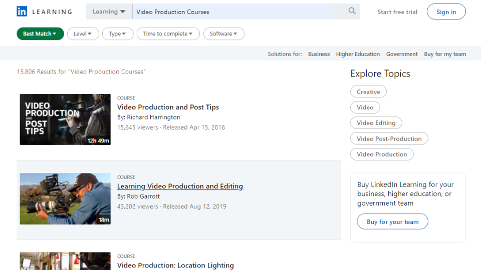 LinkedIn Video Production Courses
