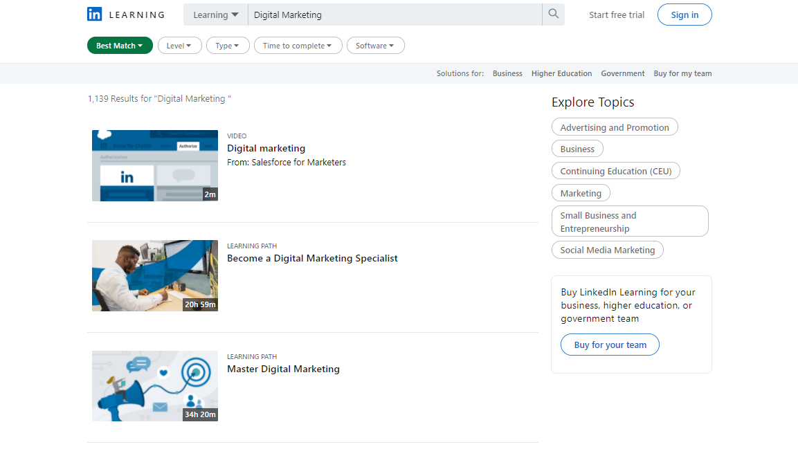 LinkedIn Digital Marketing Courses