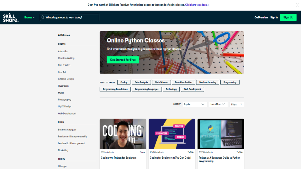 Skillshare Python Courses