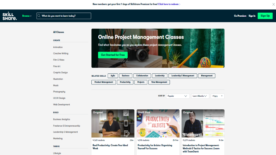 Skillshare Project Management Courses