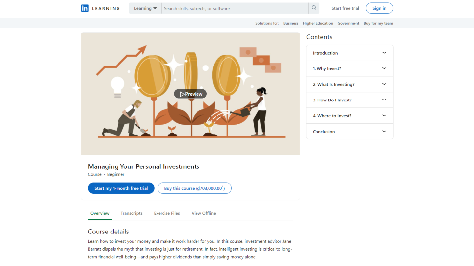 LinkedIn Learning Investment Courses