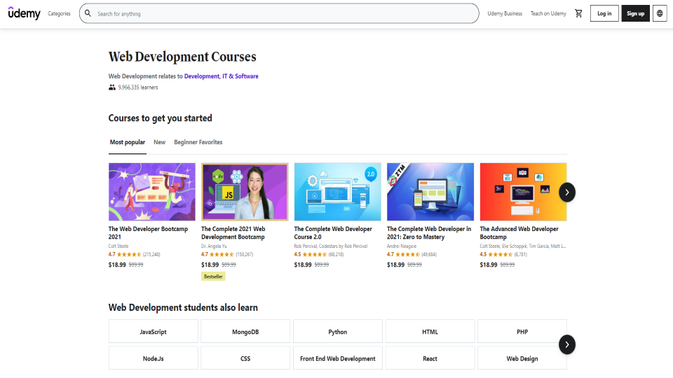 Udemy Web Development Courses