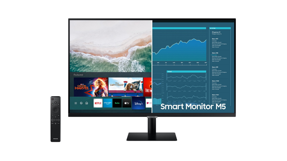 SAMSUNG 27" M5 LED Smart Monitor And Streaming TV, FHD, Remote Access, Microsoft 365 (1,920 x 1,080) - LS27AM500NNXZA
