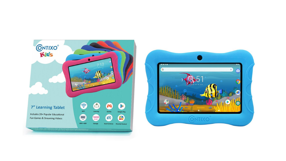 Contixo 7” Kids Learning Tablet V9-3 with Android Bluetooth Wi-Fi Camera For Children Infant Toddlers Kids 16GB Parental Control With Kid-Proof Protective Case