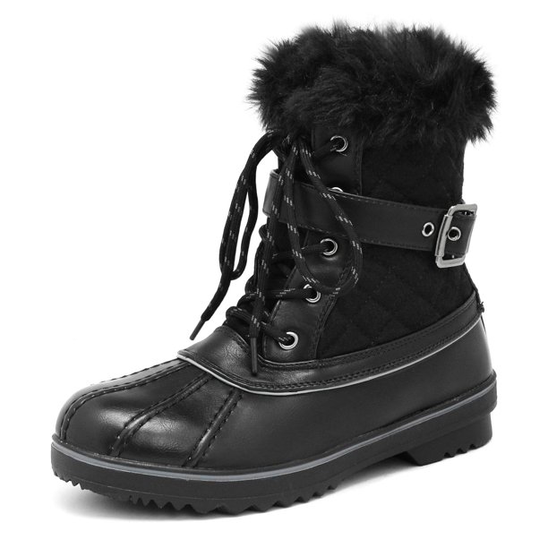 Dream Pairs Women's RIVER_3 Black Mid Calf Winter Snow Boots