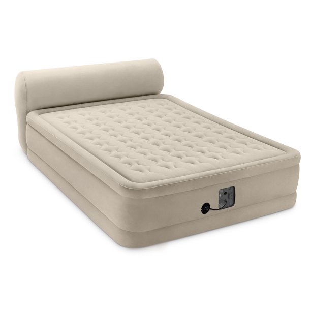 Intex Queen 18" Dura-Beam Ultra Plush Headboard Airbed Mattress With Internal Pump