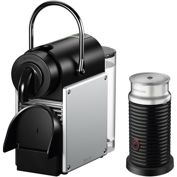 Nespresso by De'Longhi Pixie Single-Serve Espresso Machine with Simplified Water Tank in Aluminum and Aeroccino Milk Frother