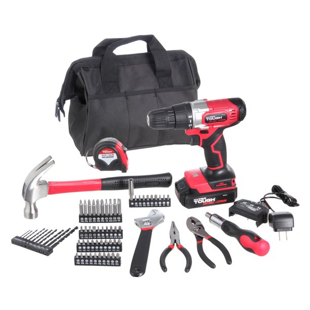 Hyper Tough 20V Max 3/8-in. Cordless Drill & 70-Piece DIY Home Tool Set Project Kit