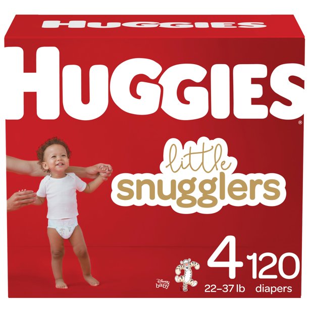 Huggies Little Snugglers Hypoallergenic and Latex-Free Diapers, Size 4, 120 Count