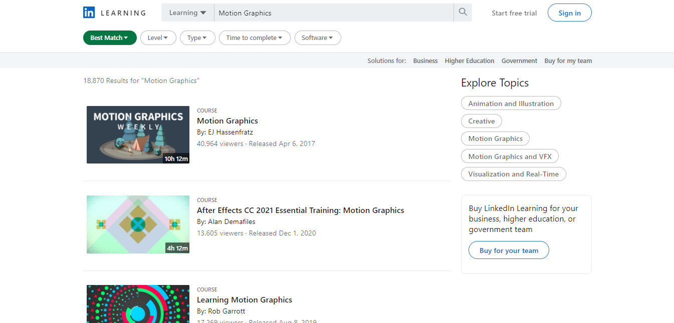 LinkedIn Motion Graphics Courses
