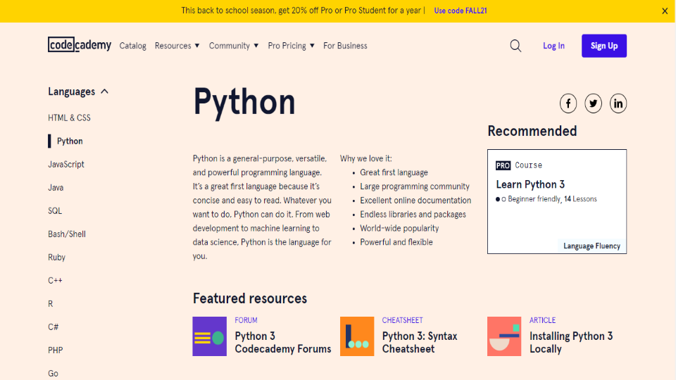 Codecademy Python Courses