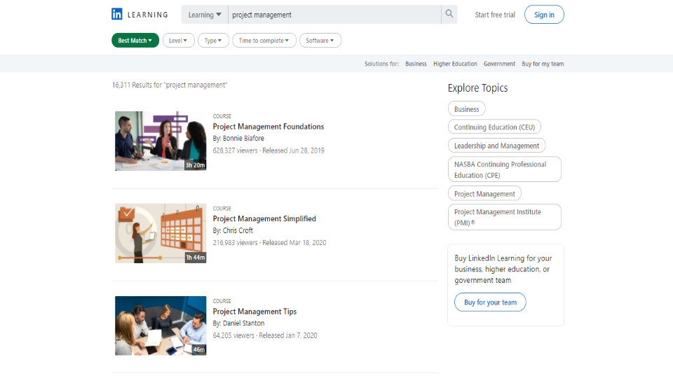 LinkedIn Project Management Courses