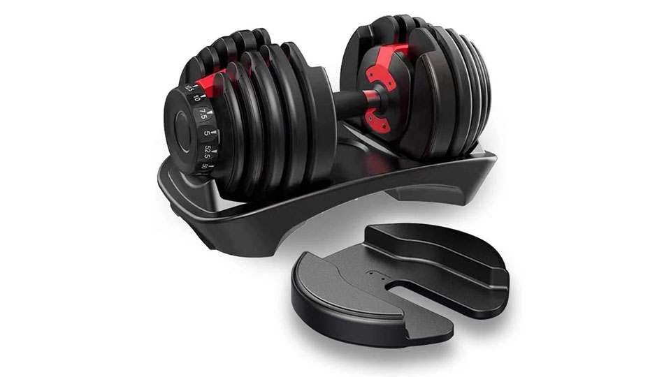 HolaHatha 5 to 52.5 Pound Adjustable Dumbbell Home Gym Workout Equipment