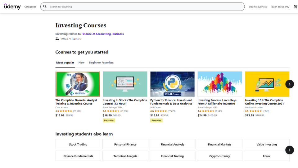 Udemy Investment Courses