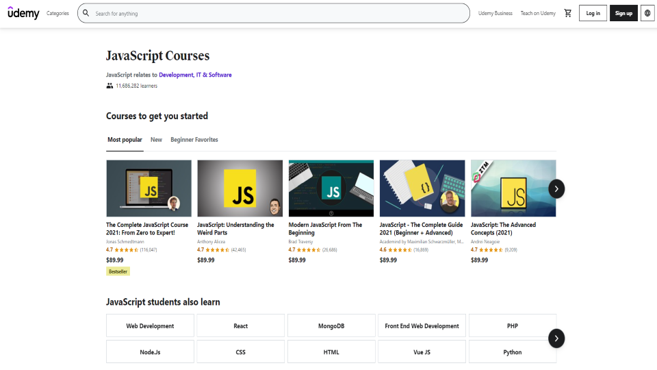 Udemy JavaScript Courses