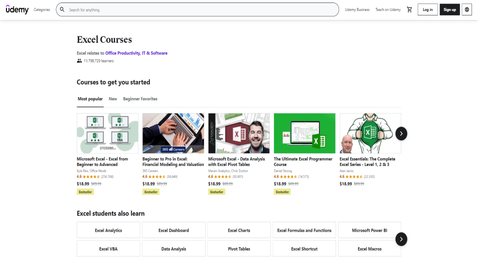 Udemy Excel Courses