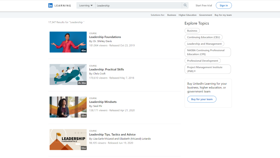 LinkedIn Learning Leadership Courses