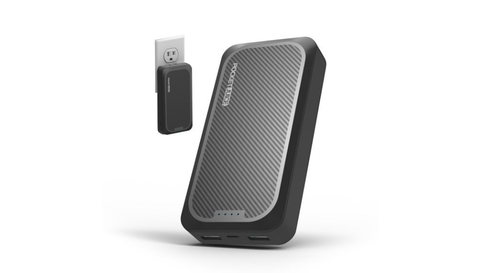 PocketJuice Endurance AC -10,000 mAh Power Bank With Dual USB Ports And Built In Wall Plug